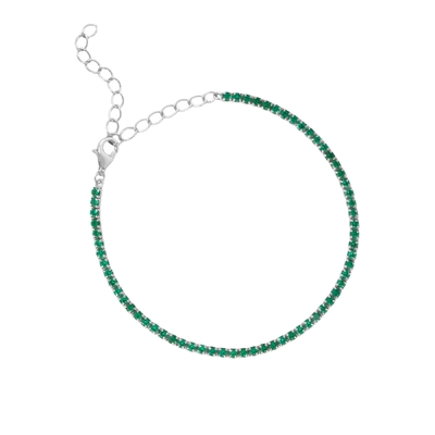 สีขาวทองคํา Plated พฤษภาคม วันเกิด Emerald Cubic Zircon ปรับเทนนิสโซ่แขน