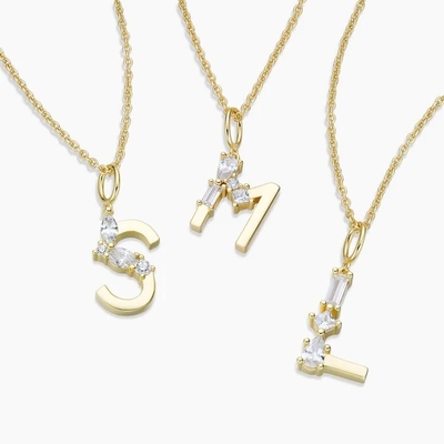 925 สตอร์ลิง เงิน CZ จดหมาย Pendants ในเพียงแค่ 18K ทอง plated สําหรับเครื่องประดับแฟชั่น