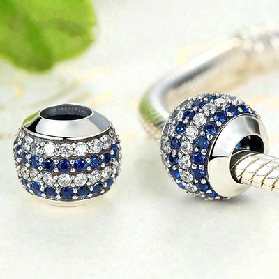 แฟชั่น สีขาวและสีฟ้า CZ 925 เงินสเตอร์ลิ่ง