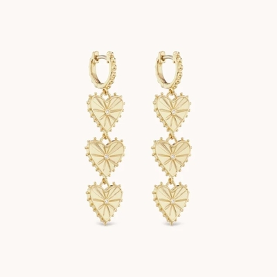 ทําด้วยมือ 14K ทองคํา Plated Dangle Multi Huggies หัวใจ Charm หูข้อมือ