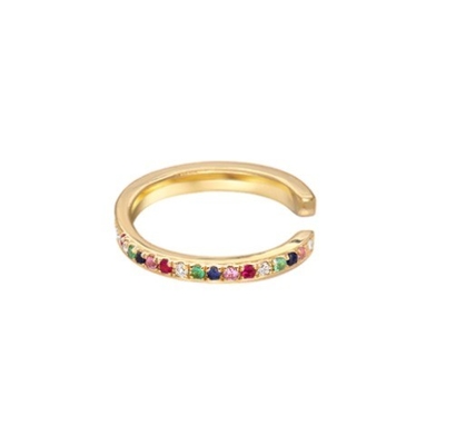 หญิงคลาสสิกสายรุ้ง Pave ติดตั้ง Cubic Zircon 925 สตอร์ลิงเงินหูแมนช์เครื่องประดับ