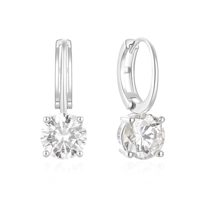 925 สตอร์ลิ่ง เงินมาถึง 18K ทอง Plated Solitaire สีขาว Cubic Zircon Huggies หูหู