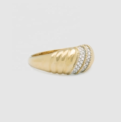 แพลตินาม Plating Round Brilliant Cut Diamond Dome Ring สําหรับผู้หญิง พระเครื่องยอดเยี่ยม OEM / ODM