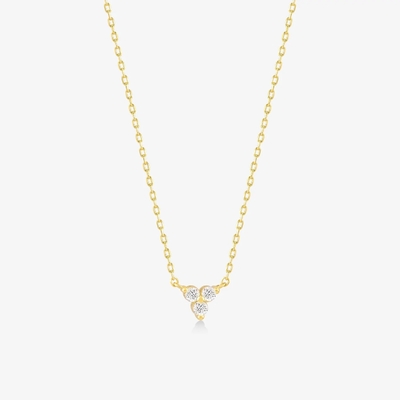 18K Gold เซอร์คอน จี้ Silver Chain Trio Diamond Cubic เซอร์คอน Necklace สร้อยคอทองเหลือง