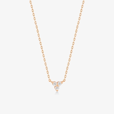 18K Gold เซอร์คอน จี้ Silver Chain Trio Diamond Cubic เซอร์คอน Necklace สร้อยคอทองเหลือง