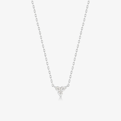 18K Gold เซอร์คอน จี้ Silver Chain Trio Diamond Cubic เซอร์คอน Necklace สร้อยคอทองเหลือง