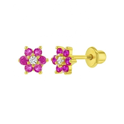 5MM 18k ทองคําเคลือบดอกไม้หูเด็ก ของขวัญที่สมบูรณ์แบบสําหรับเด็กใน 925 เงินสเตอร์ลิง