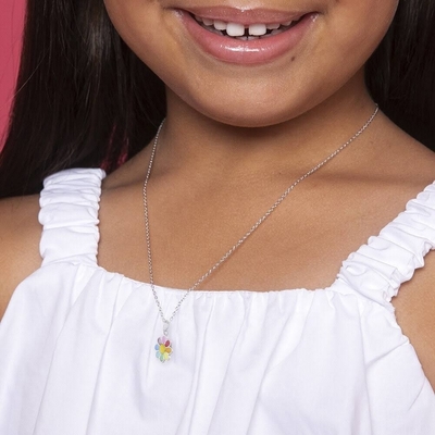 925 สตอร์ลิง เงินสายรุ้งเอมเมล ดาซี่ Pendant Necklaces สําหรับเด็กและเด็กผู้หญิง