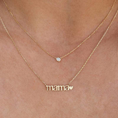 สร้อยคอทอง 26 มิลลิเมตร 18K MAMA Heart สร้อยคอสําหรับวันผู้หญิง