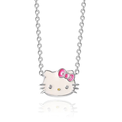 สีชมพู สีขาว กลม Hello Kitty สตอร์ลิ่ง เงิน จี้ โรเดียม การชุบ