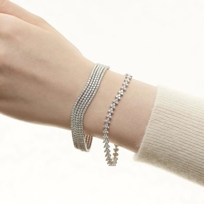 ดีไซเนอร์ 18K ทอง 925 สเตอร์ลิง เงิน ดอกไม้ Charm ผู้หญิงเทนนิส แบรนเซลต์กับ ZIRCON