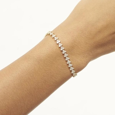 ดีไซเนอร์ 18K ทอง 925 สเตอร์ลิง เงิน ดอกไม้ Charm ผู้หญิงเทนนิส แบรนเซลต์กับ ZIRCON
