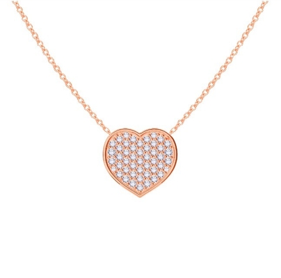 18 นิ้ว เชือกยาวกลมตัดเพชร 925 สตอร์ลิงเงิน หัวใจ Pendant Necklace สําหรับผู้หญิง