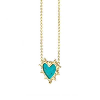 925 สตอร์ลิงเงินโซ่ พระเครื่อง เพชรและเทอร์คิวาส หัวใจ Twist Necklace ไม่มีเพชรโซ่