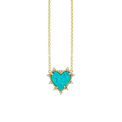925 สตอร์ลิงเงินโซ่ พระเครื่อง เพชรและเทอร์คิวาส หัวใจ Twist Necklace ไม่มีเพชรโซ่