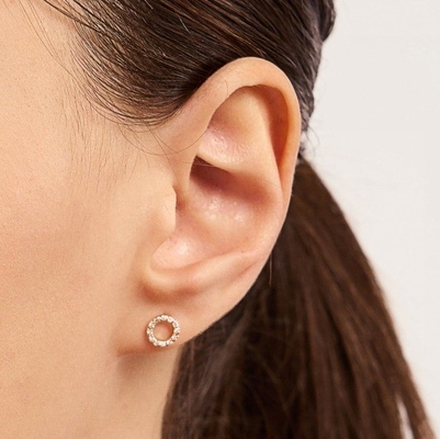 18K ทอง 925 สเตอร์ลิง เงิน คลาสสิก Stud หูหูสําหรับเด็กผู้หญิง