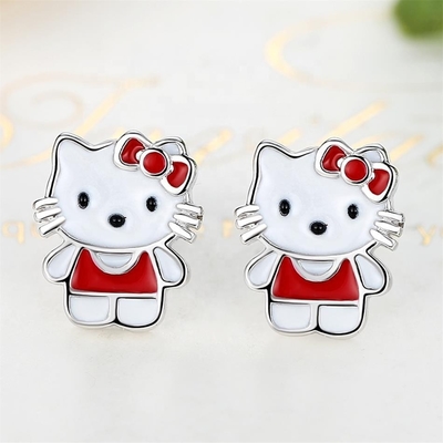 Kitty Childrens หูหูเงิน สีแดง สีขาว สีดํา พระเครื่องใน 925 เงิน