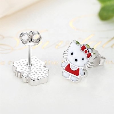 Kitty Childrens หูหูเงิน สีแดง สีขาว สีดํา พระเครื่องใน 925 เงิน