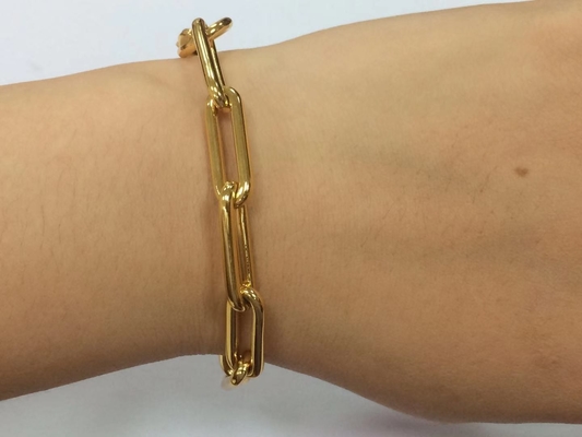 สร้อยข้อมือทองเหลืองหนากว่า 18K สายโซ่ทองคําสําหรับผู้ชายและผู้หญิงในความยาวที่แตกต่างกัน โดย Karen