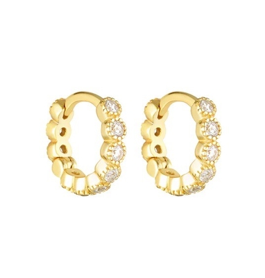 18K ทองทองทองทองทองทองทองทองทองทองทองทองทองทอง Emerald CZ Huggie Earrings For Girls พระเครื่องประดับประจําวัน