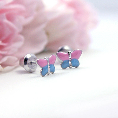 18K สีเหลืองทองสีชมพู สีน้ําเงิน สีเอ็มเมล หูหูกระพริก