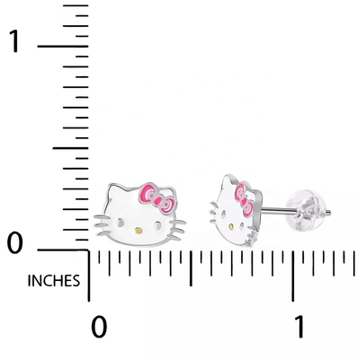 18K ทองคําเคลือบ Hello Kitty สร้อยหูสแตนเมลสําหรับเด็กผู้หญิงใน 925 เงินสเตอร์ลิง