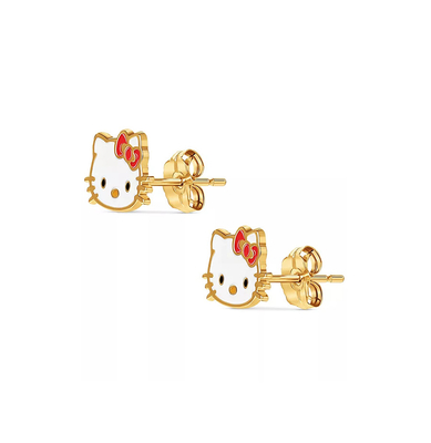 18K ทองคําเคลือบ Hello Kitty สร้อยหูสแตนเมลสําหรับเด็กผู้หญิงใน 925 เงินสเตอร์ลิง