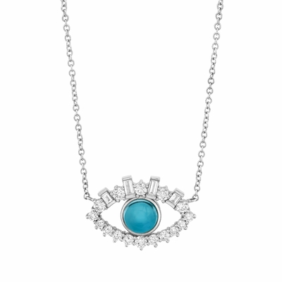 18K เหรียญทอง Baguette Cubic Zircon 925 สตอร์ลิงเงิน หญิง Evil Eye Necklace