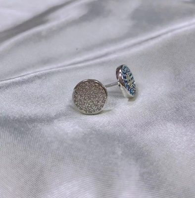 ZIRCON Circle 18K ทองคําเคลือบด้วยมือ Micron Pave CZ Eye Turkiye Design Stud Earring 925 สเตอร์ลิงสิลเวอร์