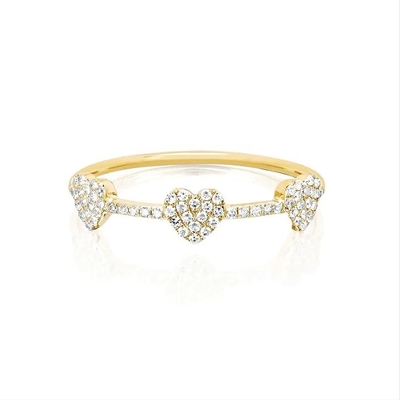 18K ทอง 925 สเตอร์ลิงสิลเวอร์ 3 ไมโคร Pave หัวใจแหวนสําหรับผู้หญิงและอลังการ