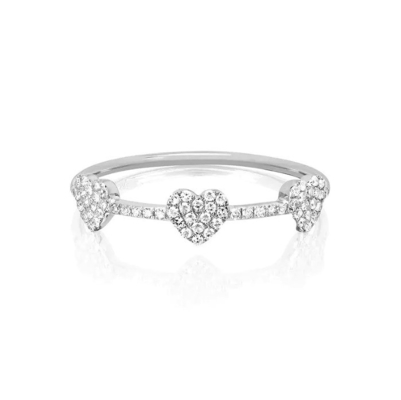 18K ทอง 925 สเตอร์ลิงสิลเวอร์ 3 ไมโคร Pave หัวใจแหวนสําหรับผู้หญิงและอลังการ