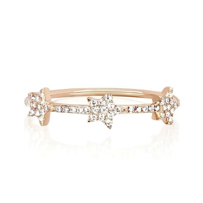18K ทอง Plated เงิน CZ ดาวประกาศวงแหวนสําหรับผู้หญิง Micro Pave การจัดตั้งรับรอง