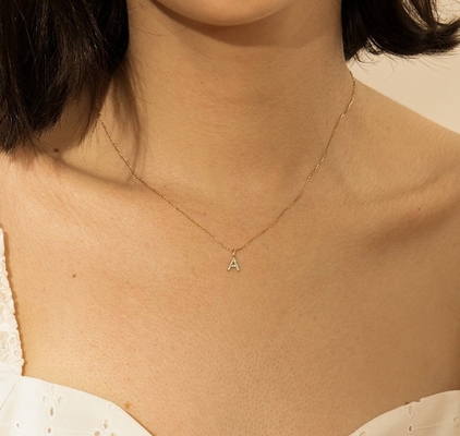 นิเคิลฟรี 925 สตอร์ลิงเงินจดหมาย พระเพชร Charm Necklace แพร่หลาย แพร่แรก