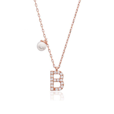 นิเคิลฟรี 925 สตอร์ลิงเงินจดหมาย พระเพชร Charm Necklace แพร่หลาย แพร่แรก