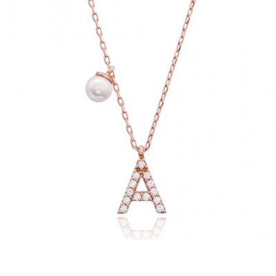 นิเคิลฟรี 925 สตอร์ลิงเงินจดหมาย พระเพชร Charm Necklace แพร่หลาย แพร่แรก