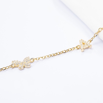 สร้อยคอ Mini 18K ทองคําขาว Micron Pave CZ Butterfly 925 สตอร์ลิ่ง เงิน Pendant