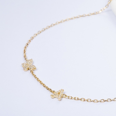 สร้อยคอ Mini 18K ทองคําขาว Micron Pave CZ Butterfly 925 สตอร์ลิ่ง เงิน Pendant
