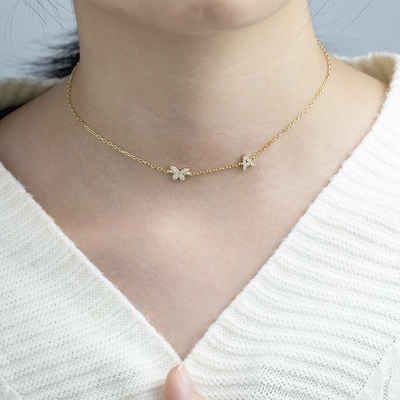 สร้อยคอ Mini 18K ทองคําขาว Micron Pave CZ Butterfly 925 สตอร์ลิ่ง เงิน Pendant