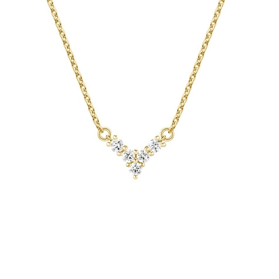 เครื่องประดับทรง V สีทอง 18K สําหรับผู้หญิง 925 สตอร์ลิงเงินคอ