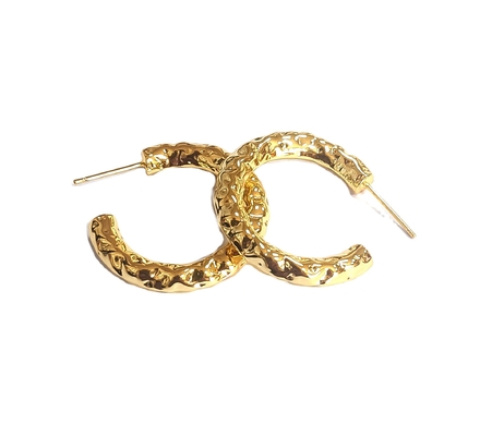 ODM 18K Gold Tube ห่วง Earrings ทองเหลือง การชุบ ทองหล่อ ห่วง Earrings