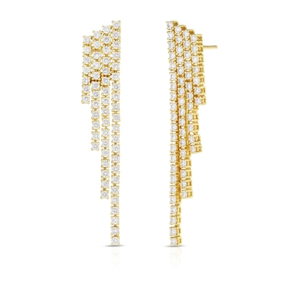18K ทองคํา Plated Cubic Zircon Tassel หูหูทองแดง