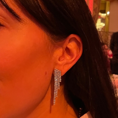 18K ทองคํา Plated Cubic Zircon Tassel หูหูทองแดง
