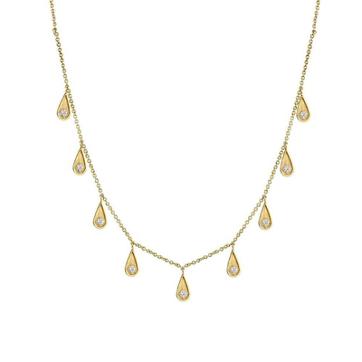 เครื่องประดับสีขาวทรงกลม Zircon สายคอน้ําตาสําหรับผู้หญิง