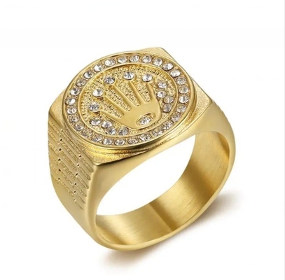 กัลโช่ 18K ทองคําแหวนสี่เหลี่ยม มือ Unisex ขาวคริสตัลคู่แหวน