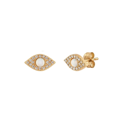 925 หูหูสับเงิน OEM ODM Opal Stud หูหูทอง