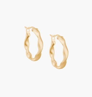 หูหูแฟชั่นตามสั่ง หนา 18 ทองคํา Plated Wave สแตนเลส Hoops