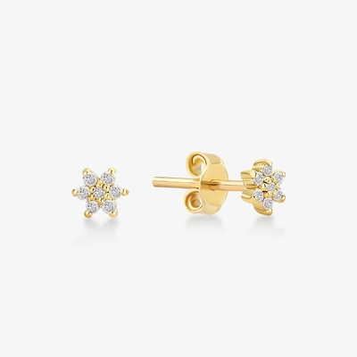 925 เงินสเตอร์ลิง ทําด้วยมือ 18K ทอง ชุบ เพียงแค่ขาว CZ ดอกไม้หูแม่เหล็ก