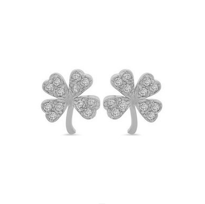 18K ทอง 925 สเตอร์ลิงเงิน Clover Stud หูหู