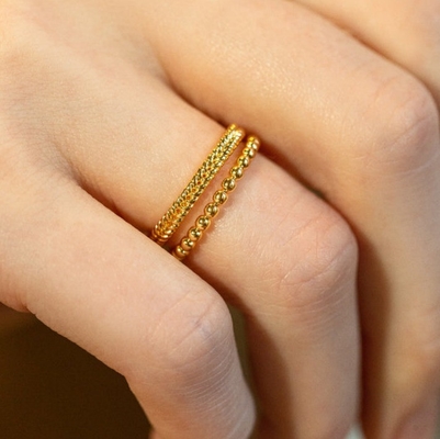 เครื่องประดับอร่อย 18K ทองคําเคลือบ 925 สเตอร์ลิงเงินแหวนข้าวสําหรับผู้หญิง