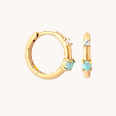 Mystic 18K ทองคํา Plated Opal Hoops 925 สตอร์ลิ่งเงิน ใหม่สุด Huggies ผ้าใบ